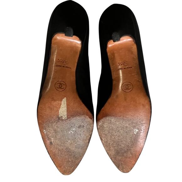 Chanel Black Interlocking CC Logo Nylon Pumps, US7.5,/T37.5 - Picture 10 of 15